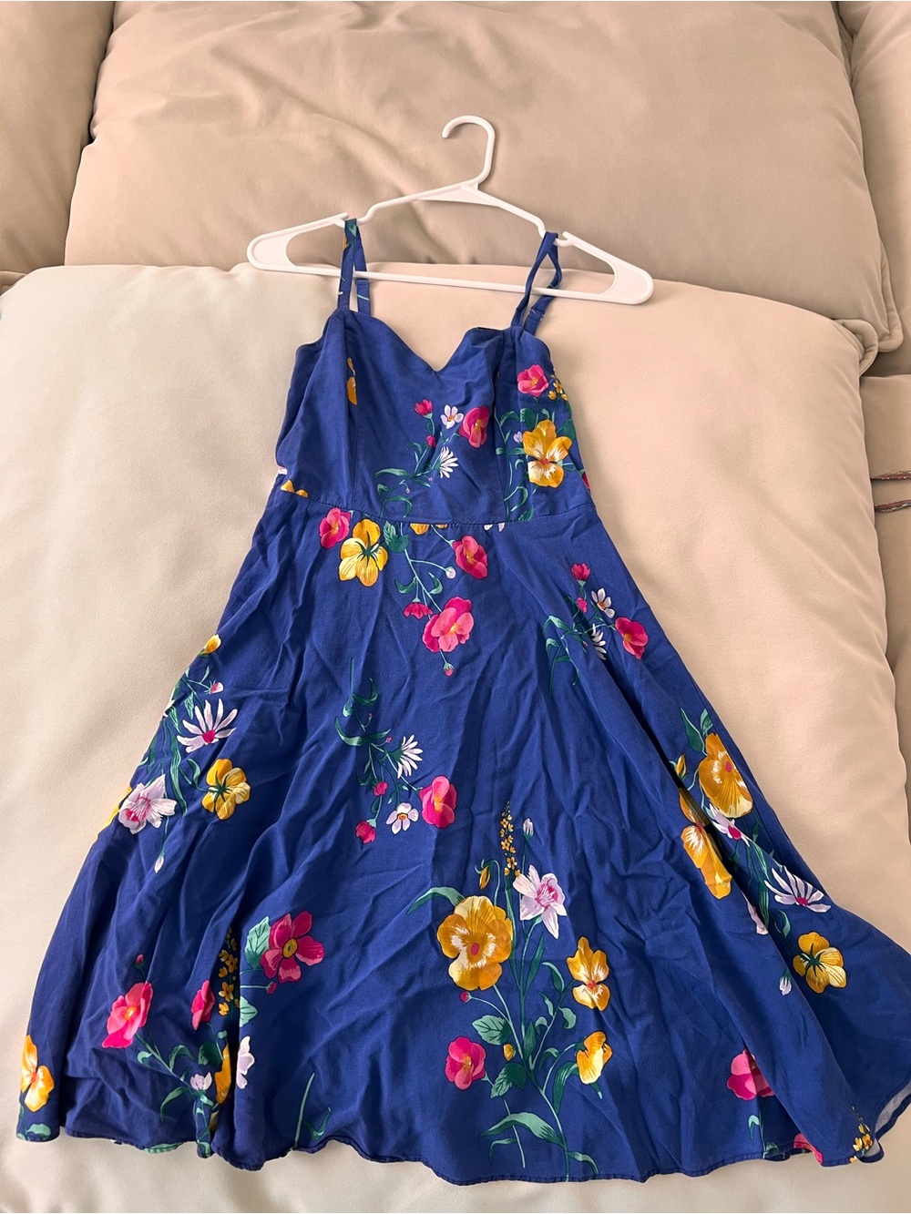 Old Navy Blue Floral Cami Dress with Yellow & Pink Accents